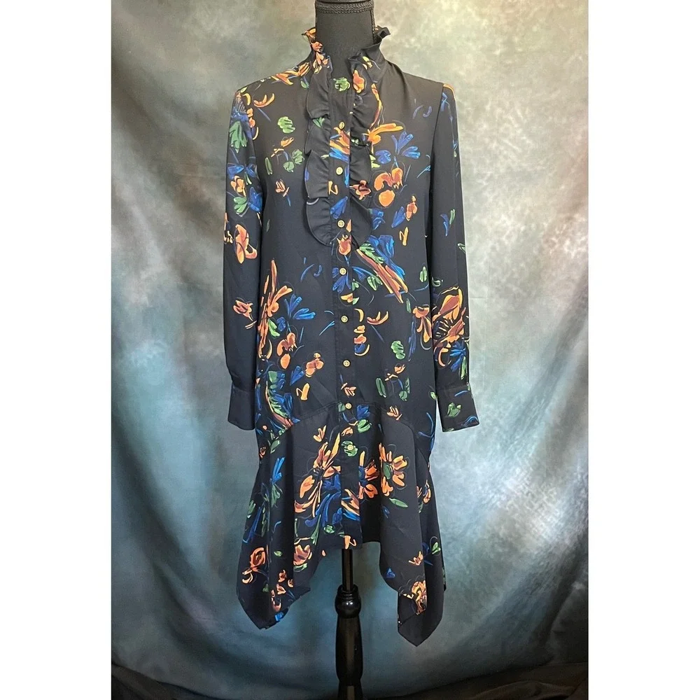 tory burch floral midi dress Tory Burch Flower Printed Jersey Polo Midi Dress